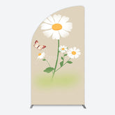Aperturee - Aperturee Butterfly And Daisy Floral Birthday Half Moon Arch Backdrop